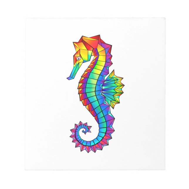 Rainbow Polygonal Seahorse Anteckningsblock (Framsida)