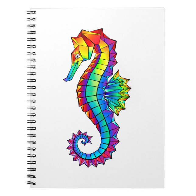 Rainbow Polygonal Seahorse Anteckningsbok (Framsidan)