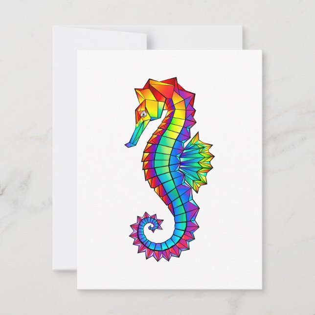 Rainbow Polygonal Seahorse Anteckningskort (Framsida)