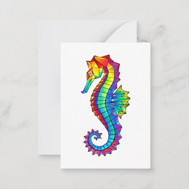 Rainbow Polygonal Seahorse Anteckningskort (Framsida)