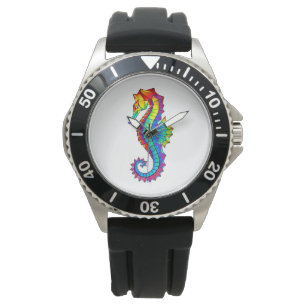 Rainbow Polygonal Seahorse Armbandsur