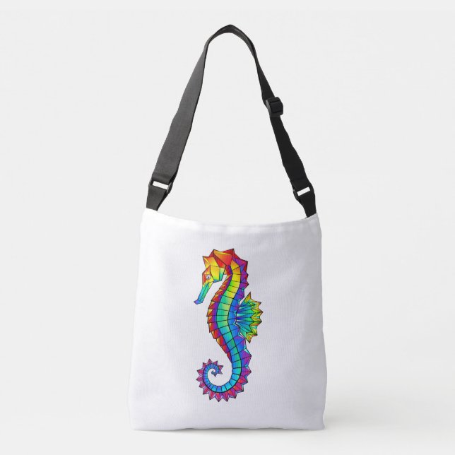 Rainbow Polygonal Seahorse Axelväska (Framsida)