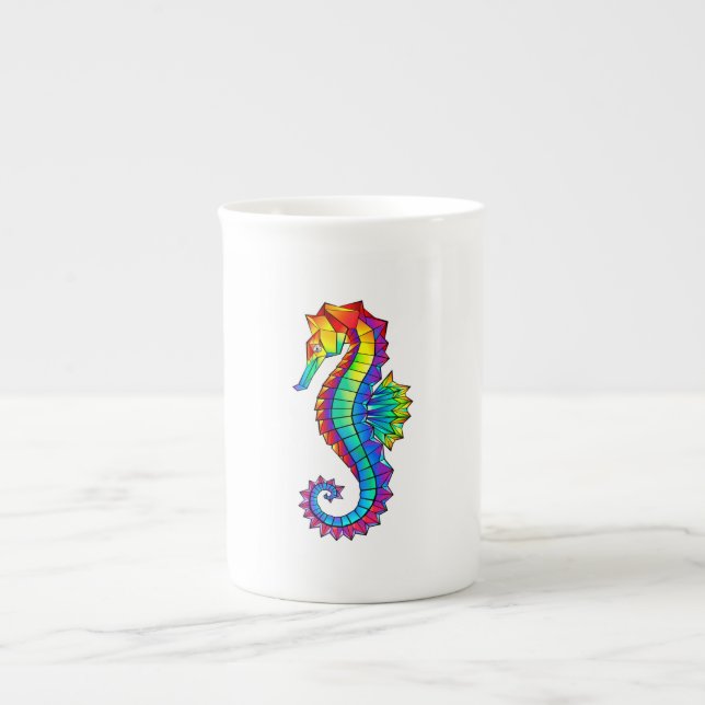 Rainbow Polygonal Seahorse Benporslin Mugg (Framsidan)