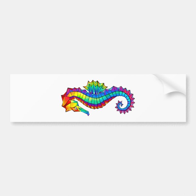 Rainbow Polygonal Seahorse Bildekal (Framsidan)