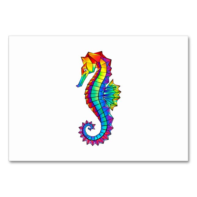 Rainbow Polygonal Seahorse Bordsnummer (Framsidan)