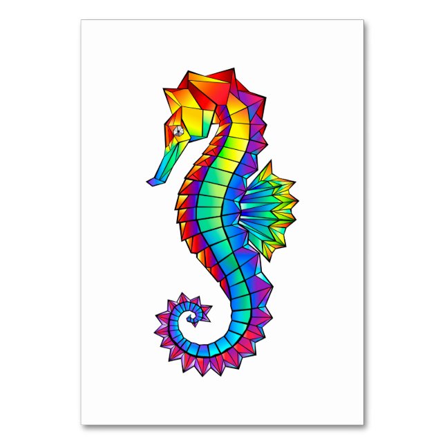 Rainbow Polygonal Seahorse Bordsnummer (Framsidan)