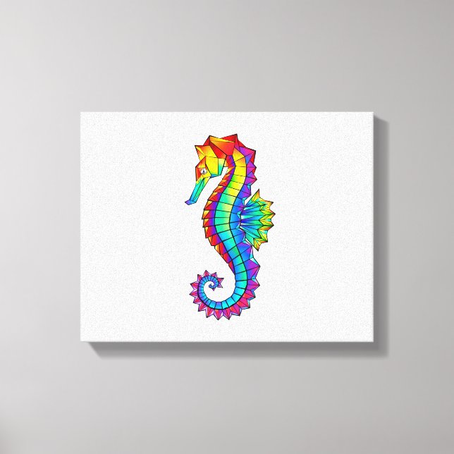 Rainbow Polygonal Seahorse Canvastryck (Framsida)