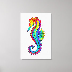 Rainbow Polygonal Seahorse Canvastryck