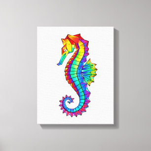 Rainbow Polygonal Seahorse Canvastryck