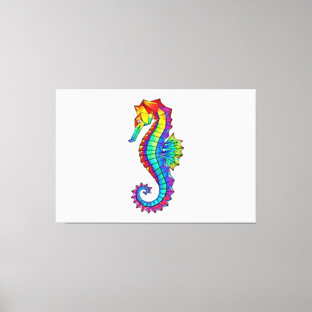 Rainbow Polygonal Seahorse Canvastryck (Framsida)