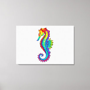 Rainbow Polygonal Seahorse Canvastryck