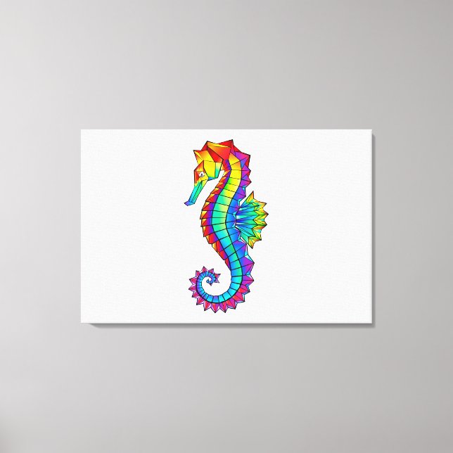 Rainbow Polygonal Seahorse Canvastryck (Framsida)
