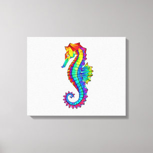 Rainbow Polygonal Seahorse Canvastryck