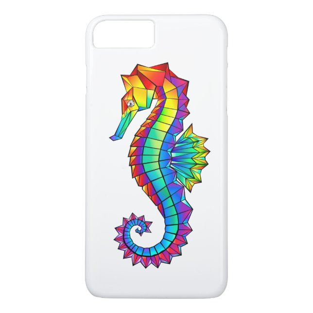 Rainbow Polygonal Seahorse Case-Mate iPhone Skal (Baksida)