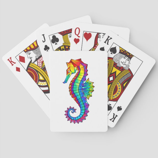 Rainbow Polygonal Seahorse Casinokort (Baksidan)