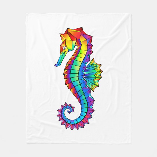Rainbow Polygonal Seahorse Fleecefilt (Framsidan)