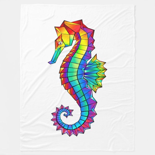 Rainbow Polygonal Seahorse Fleecefilt (Framsidan)