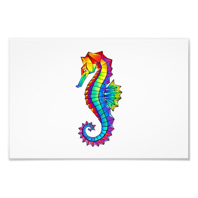 Rainbow Polygonal Seahorse Fototryck (Framsidan)