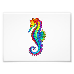 Rainbow Polygonal Seahorse Fototryck