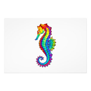 Rainbow Polygonal Seahorse Fototryck