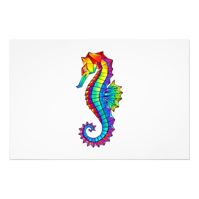 Rainbow Polygonal Seahorse Fototryck (Framsidan)