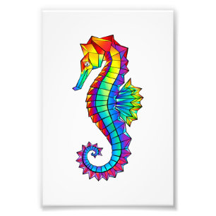 Rainbow Polygonal Seahorse Fototryck