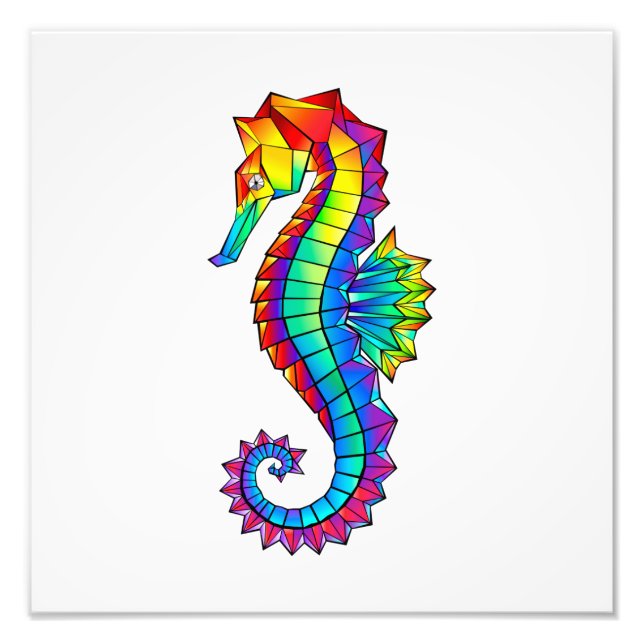 Rainbow Polygonal Seahorse Fototryck (Framsidan)
