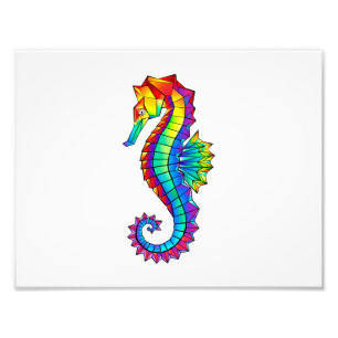 Rainbow Polygonal Seahorse Fototryck