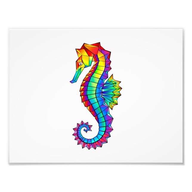 Rainbow Polygonal Seahorse Fototryck (Framsidan)