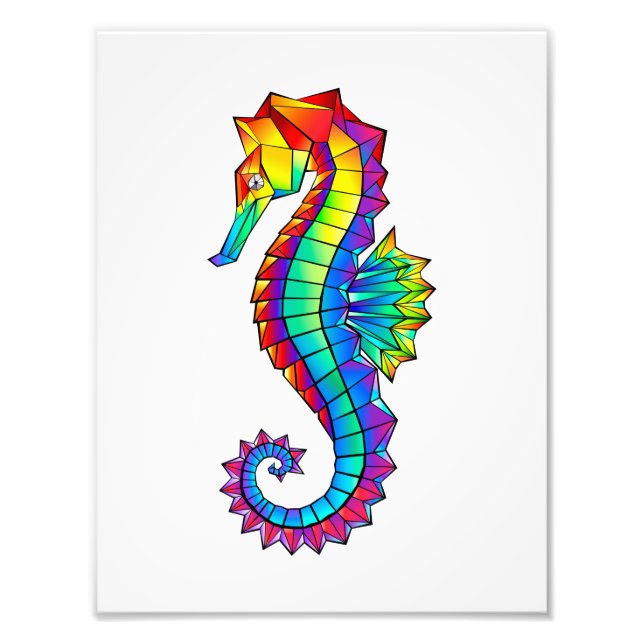 Rainbow Polygonal Seahorse Fototryck (Framsidan)