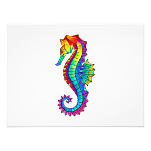 Rainbow Polygonal Seahorse Fototryck