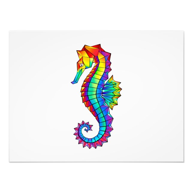 Rainbow Polygonal Seahorse Fototryck (Framsidan)