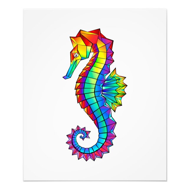Rainbow Polygonal Seahorse Fototryck (Framsidan)
