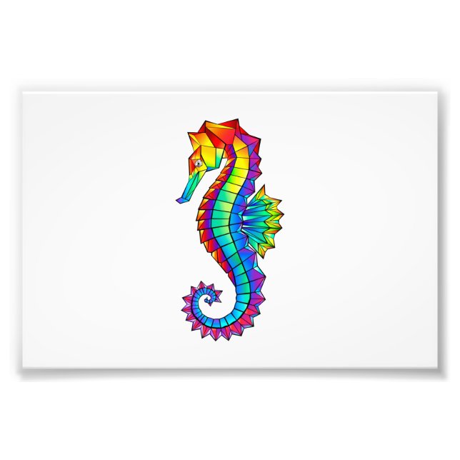 Rainbow Polygonal Seahorse Fototryck (Framsidan)