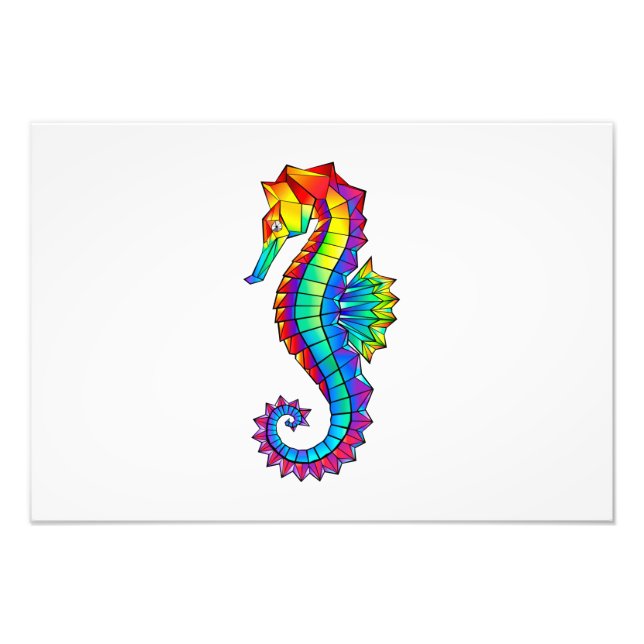 Rainbow Polygonal Seahorse Fototryck (Framsidan)