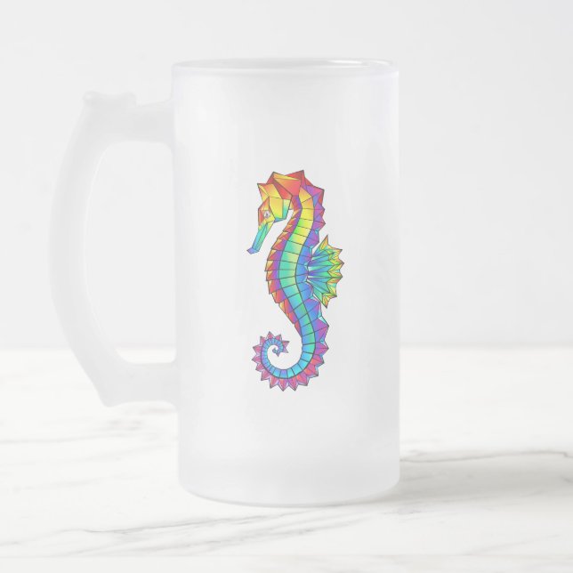 Rainbow Polygonal Seahorse Frostat Ölglas (Vänster)