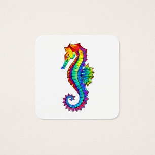 Rainbow Polygonal Seahorse Fyrkantigt Visitkort
