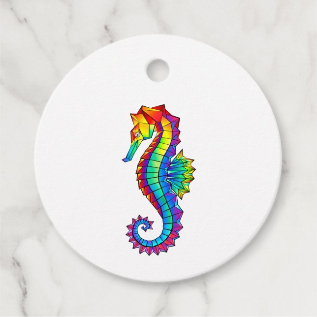 Rainbow Polygonal Seahorse Gåvor Etiketter (Framsida)