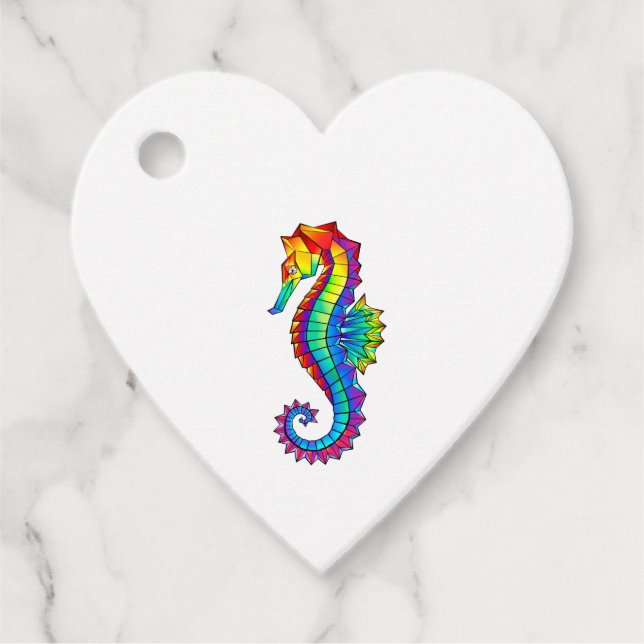 Rainbow Polygonal Seahorse Gåvor Etiketter (Framsida)