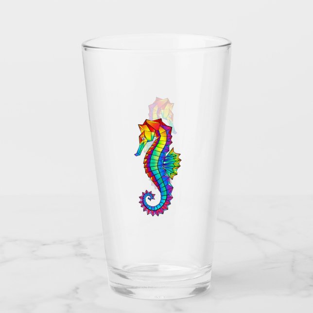 Rainbow Polygonal Seahorse Glaskopp (Framsida)