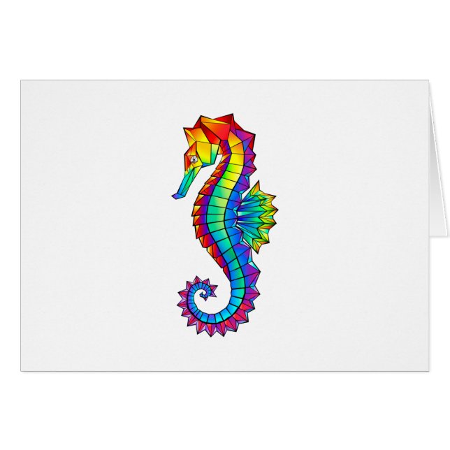 Rainbow Polygonal Seahorse Hälsningskort (Framsidan Horizontal)