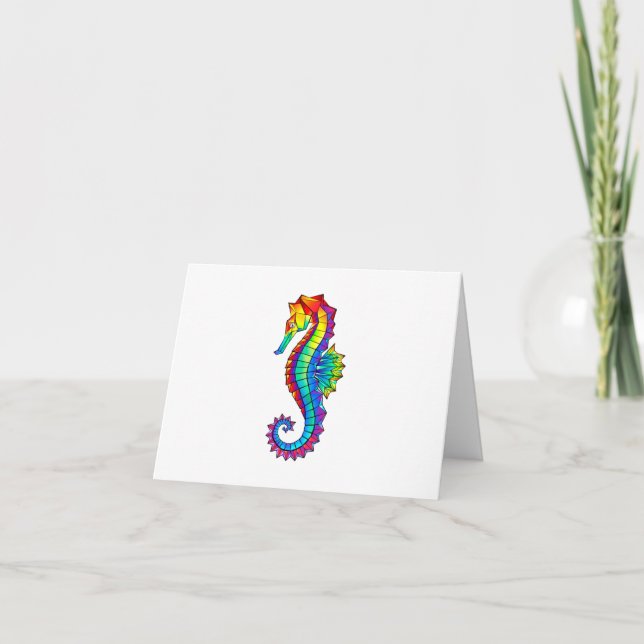 Rainbow Polygonal Seahorse Helgkort (Framsida)