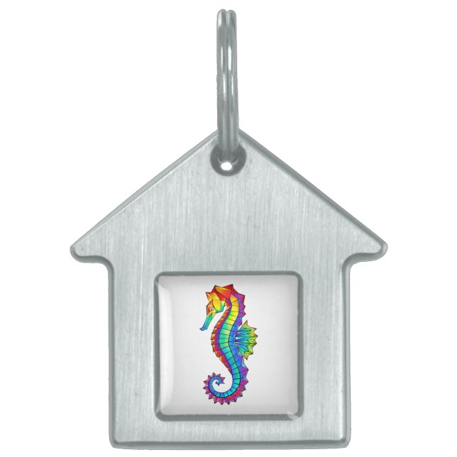 Rainbow Polygonal Seahorse ID-bricka Husdjur (Framsidan)