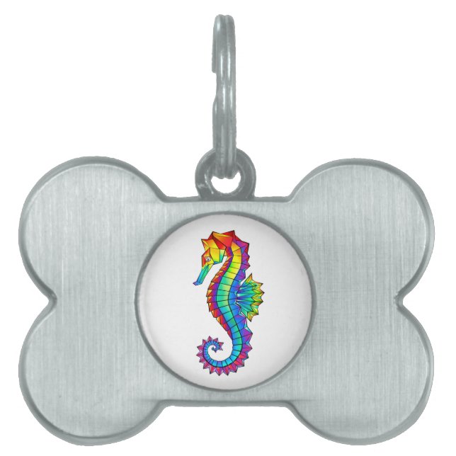 Rainbow Polygonal Seahorse ID-bricka Husdjur (Framsidan)