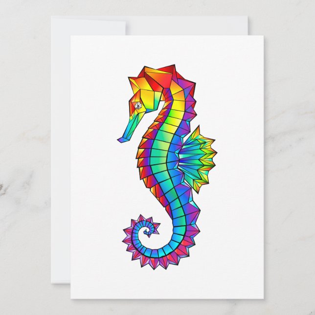 Rainbow Polygonal Seahorse Inbjudningar (Framsida)