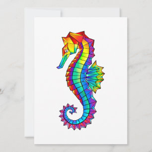 Rainbow Polygonal Seahorse Inbjudningar