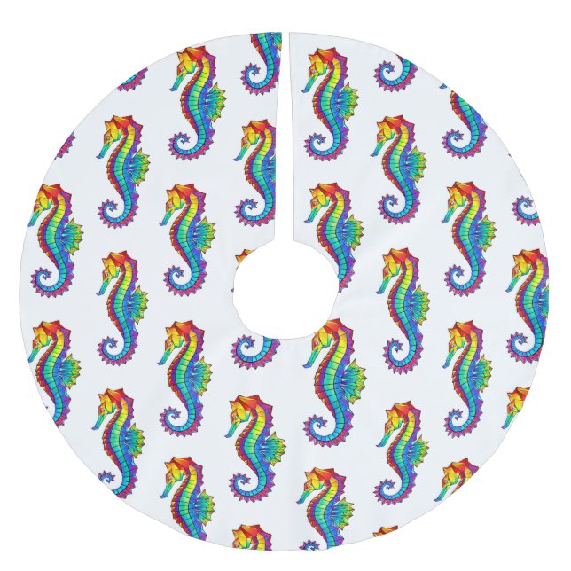 Rainbow Polygonal Seahorse Julgransmatta Borstad Polyester (Framsidan)