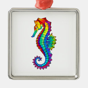 Rainbow Polygonal Seahorse Julgransprydnad Metall