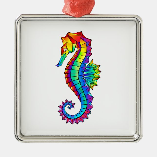 Rainbow Polygonal Seahorse Julgransprydnad Metall (Framsidan)