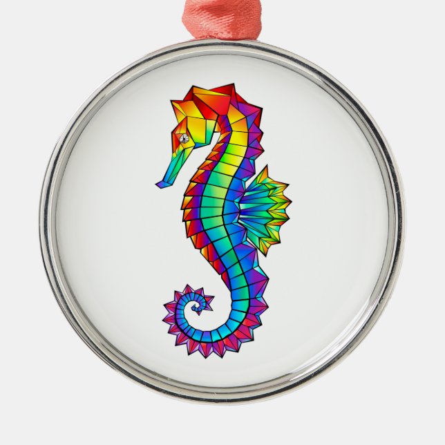 Rainbow Polygonal Seahorse Julgransprydnad Metall (Framsidan)